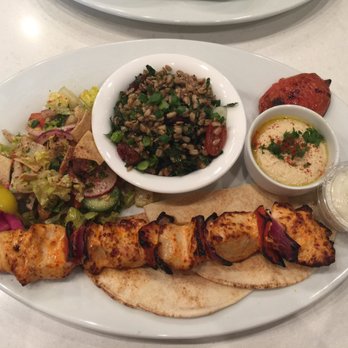 Tarme Mediterranean Grill - Chicken kabob plate - got a farro salad instead of rice - Mediterranean Near Me - Glendale, California