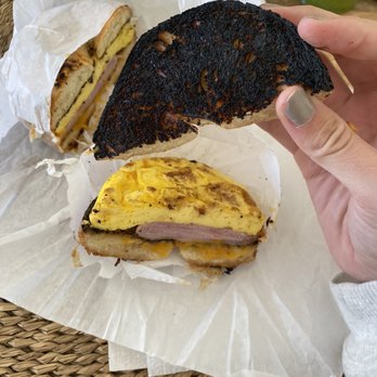 Bagel Cafe - I think the picture speaks for itself. I do not know how they can confidently serve this to someone for breakfast? - Bagels Near Me - Isla Vista, California