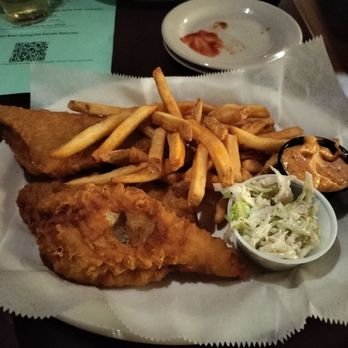 Downtown Grill & Brewery - Fish & Chips , cole slaw , Cajun tartar sauce. Kinda sad fries. - American Near Me - Knoxville, Tennessee Downtown Grill & Brewery - Fish & Chips , cole slaw , Cajun tartar sauce. Kinda sad fries. - American Near Me - Knoxville, Tennessee