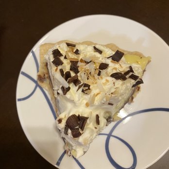 Piefalootin - Can't remember the name. It has coconut, cream, chocolate cream, whip cream and chocolate/coconut flakes. - Desserts Near Me - Garland, Texas Piefalootin - Can't remember the name. It has coconut, cream, chocolate cream, whip cream and chocolate/coconut flakes. - Desserts Near Me - Garland, Texas