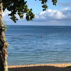 Haleiwa Army Beach - The reef stretches parallel to the beach, right about where this SUP guy is.