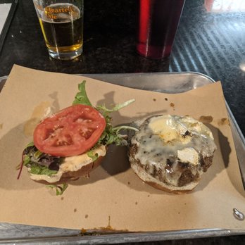 Hammerheads - Elk Burger with Smoked Brie and sundried tomato mayo on a pretzel bun. - Southern Near Me - Louisville, Kentucky