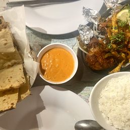 Tandoori (Clay Oven-Roasted) Lamb Rack in Spiced Yogurt w/ Rice & Roti Tandoori (Clay Oven-Roasted) Lamb Rack in Spiced Yogurt w/ Rice & Roti