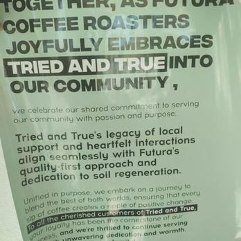 Futura - Business fka Tried and True. Now "Futura" with the same menu, same coffee. - Coffee Roasteries Near Me - Corvallis, Oregon