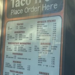 Taco tree menu
