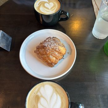 Leviathan Bakehouse - Almond croissant, honey-pistachio latte, carmel latte - Bakeries Near Me - Indianapolis, Indiana