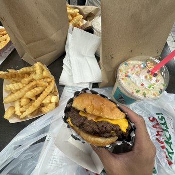 Midnight At Burnies Drive-up - Food : Double Smash burger with French fries Beverage : Fruity Pebbles Milkshake - Burgers Near Me - Stockton, California Midnight At Burnies Drive-up - Food : Double Smash burger with French fries Beverage : Fruity Pebbles Milkshake - Burgers Near Me - Stockton, California