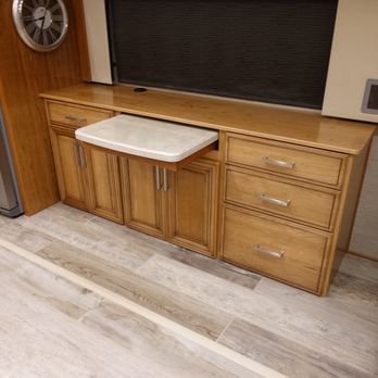 WoodDesign RV Interiors - a kitchen and living room - RV Repair Near Me - Nappanee, Indiana WoodDesign RV Interiors - a kitchen and living room - RV Repair Near Me - Nappanee, Indiana