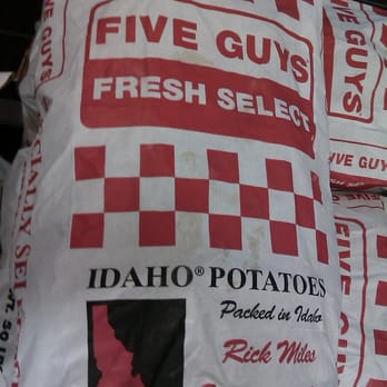 Five Guys - Bags of Potatoes around the restaurant. Used for the fries. - Fast Food Near Me - San Jose, California Five Guys - Bags of Potatoes around the restaurant. Used for the fries. - Fast Food Near Me - San Jose, California