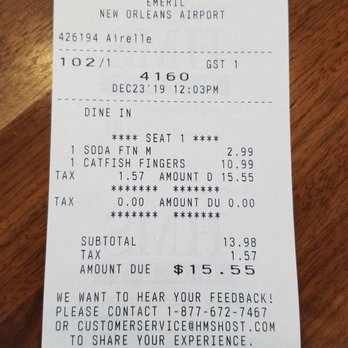 Emeril’s Table - Emeril's table lunch receipt - Seafood Near Me - Kenner, Louisiana