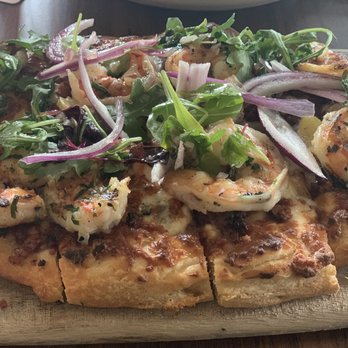 Splashes Restaurant - Blue Cheese and Fingerling Flatbread with Grilled Prawns - New American Near Me - Laguna Beach, California Splashes Restaurant - Blue Cheese and Fingerling Flatbread with Grilled Prawns - New American Near Me - Laguna Beach, California
