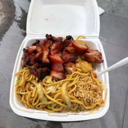 Sherman’s 6 Buffet - Chowmein, fried rice, honey shrimp, bbq chicken