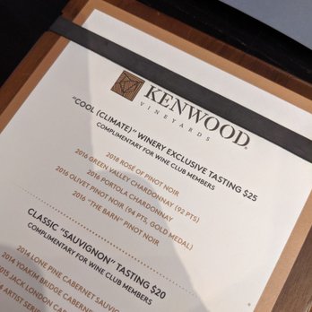 Kenwood Vineyards - A tasting menu - Wine Tasting Room Near Me - Kenwood, California