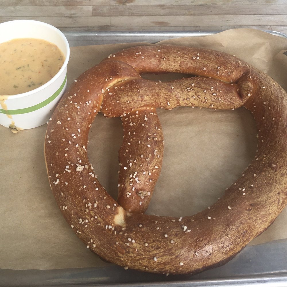 Easy Tiger - Pretzel and queso, both are good, recommend it! - Beer Gardens Near Me - Austin, Texas Easy Tiger - Pretzel and queso, both are good, recommend it! - Beer Gardens Near Me - Austin, Texas