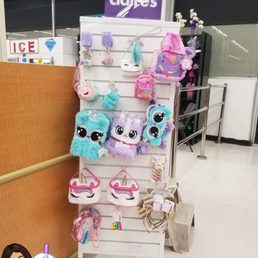 a display of stuffed animals