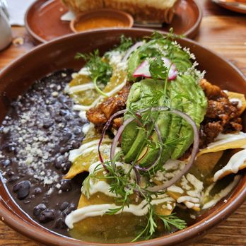 Cafe Miguel - Chilaquiles with Chicharron - Coffee & Tea Near Me - Brooklyn, New York