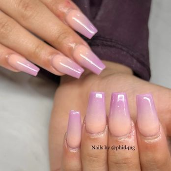 Ballerina Nails and Spa - Lavender ombre coffin-shaped medium-length dip powder nails - Nail Salons Near Me - Winchester, Virginia