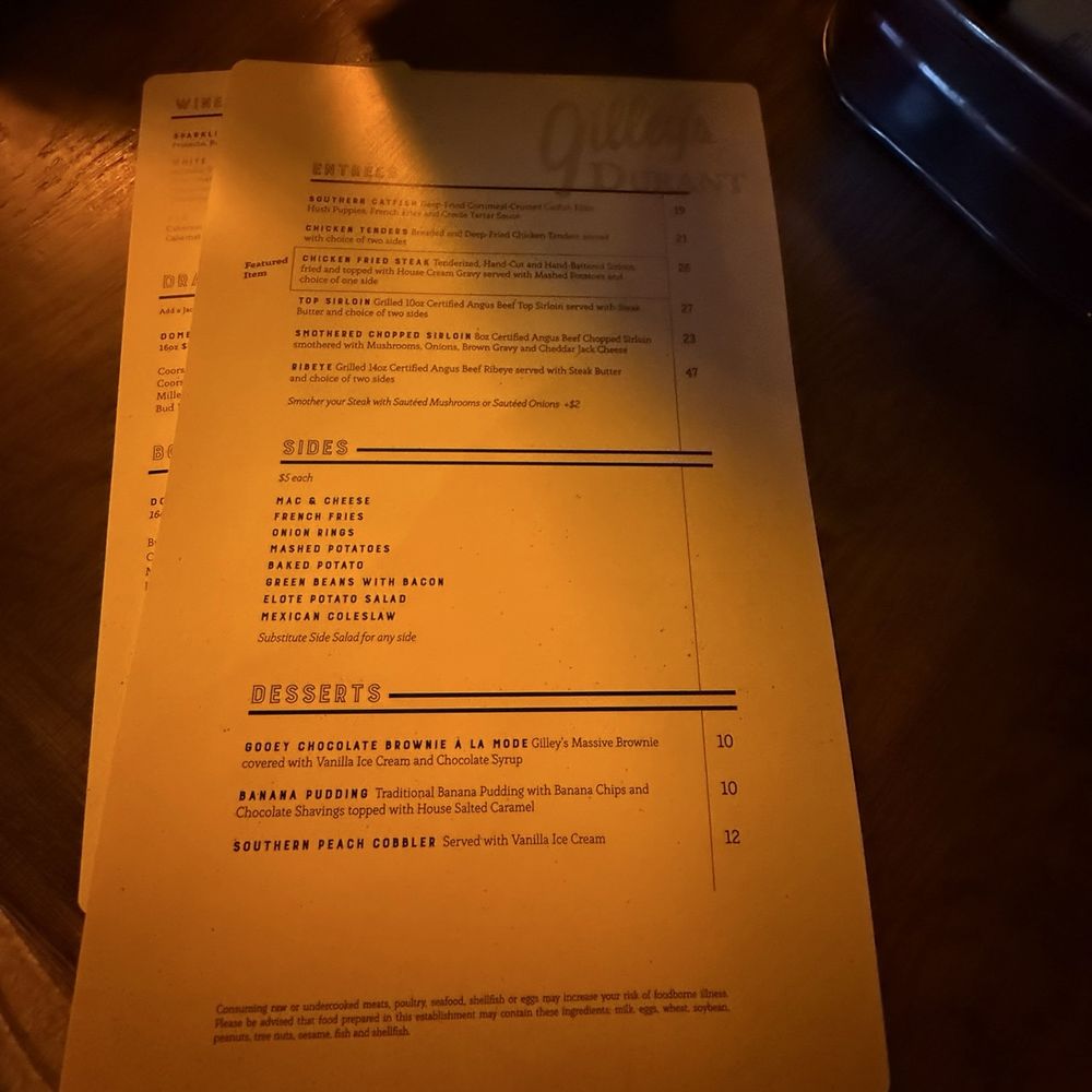 Gilley's - Menu - Bars Near Me - Durant, Oklahoma
