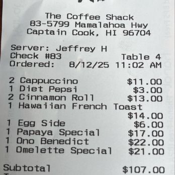 The Coffee Shack - Brunch for four. We left completely full. Server Jeffrey was great. - Coffee & Tea Near Me - Captain Cook, Hawaii