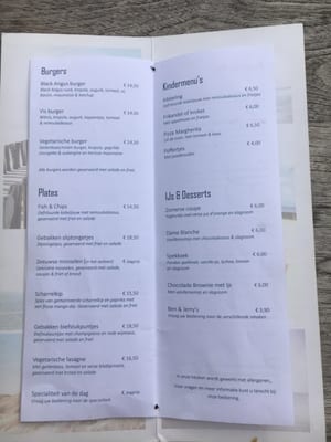 Menu photo 1 Strandpaviljoen Vloed Dishoek, ZE