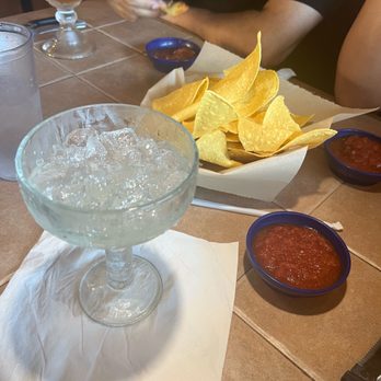 On The Border - Space dust beer and perfect patron margarita with chips n salsa. Yum! - Mexican Near Me - Mira Loma, California
