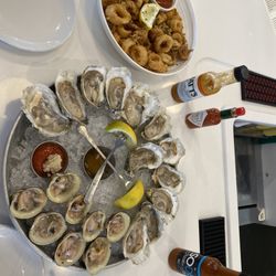 Calamari rings, clams, and oysters
