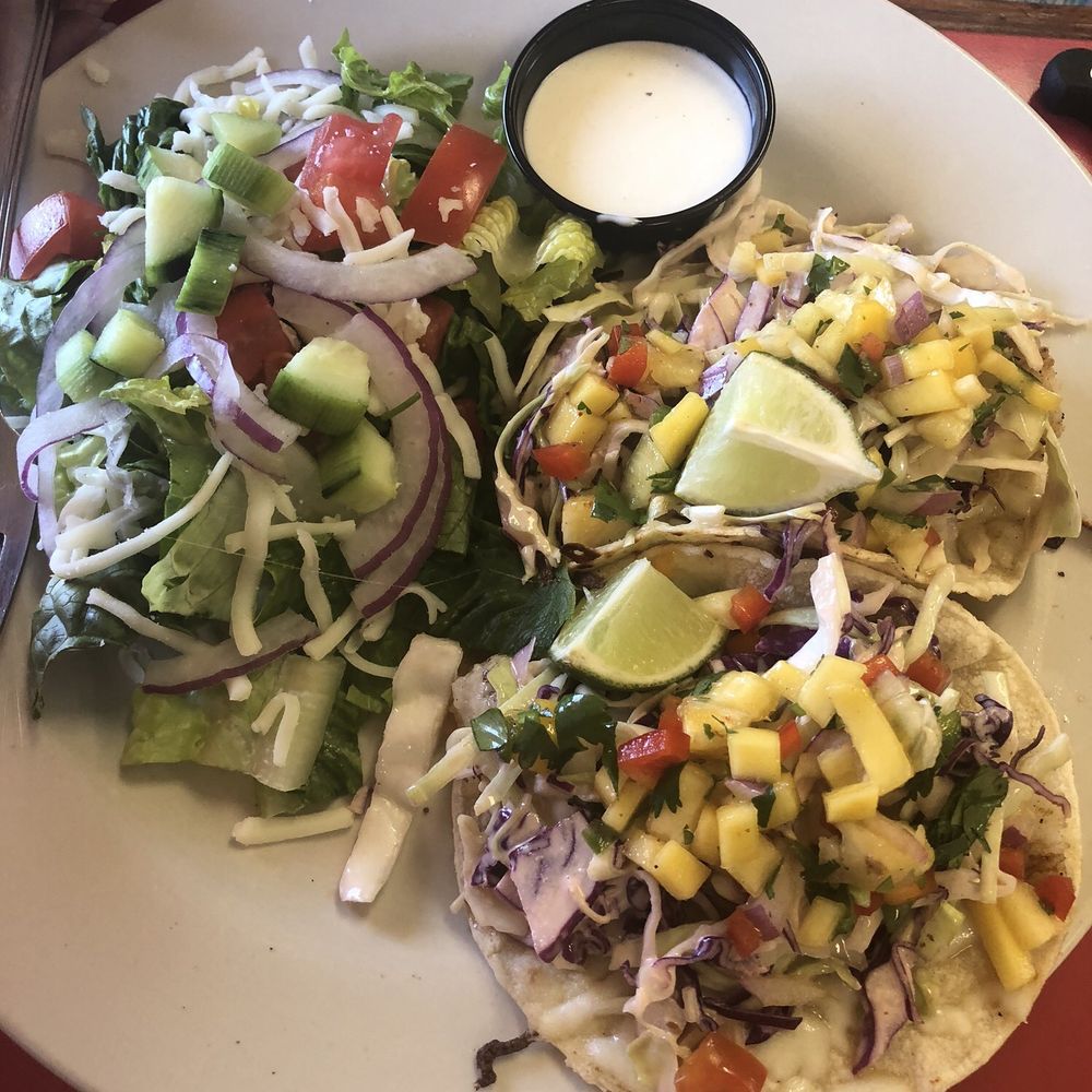Santa Marias Ramons Grille - Two fish tacos with salad. - Barbeque Near Me - Red Bluff, California Santa Marias Ramons Grille - Two fish tacos with salad. - Barbeque Near Me - Red Bluff, California