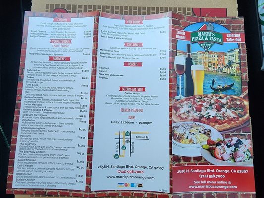 Menu photo 1 Marri's Pizza & Pasta Orange, CA