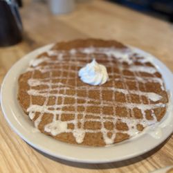 The Big Biscuit - Their seasonal special of Gingerbread pancake topped with whipped cream and drizzled with creamy vanilla icing.