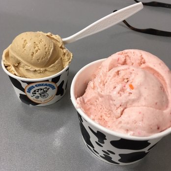 Davis Creamery - Coffee + vanilla + strawberry Oreo + pink colored cupcake ice creams - Ice Cream & Frozen Yogurt Near Me - Davis, California