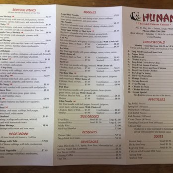 Hunan's Star II - Menu #1 - Thai Near Me - Friona, Texas