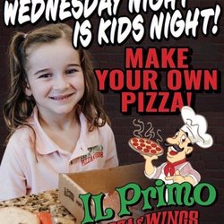 Every Wednesday Night!
Kids Night! $7.99 Build your own pizza. Include a drink and cookie.