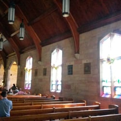 St Charles Borromeo Church - Interior side showing stained glass