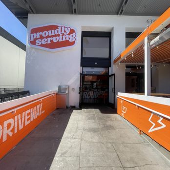 Proudly Serving - Front entrance - Burgers Near Me - Long Beach, California