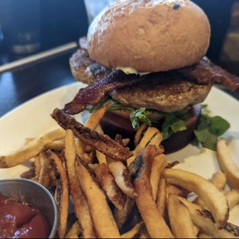 Lucky Monk - Turkey Club was on a gluten free bun and huge! - American Near Me - Barrington, Illinois