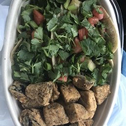 Grilled veggie tacos and eggplant nuggets. Grilled veggie tacos and eggplant nuggets.