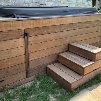 Safe Space Construction - Hot tub enclosure with cabinet and step - Fences & Gates Near Me