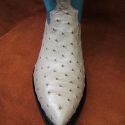 Bootmaker - Light Grey Ostrich with Turquoise Tops
