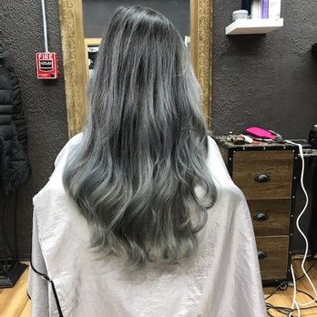 V Salon - Ash grey balayage - Hair Salons Near Me - Providence, Rhode Island