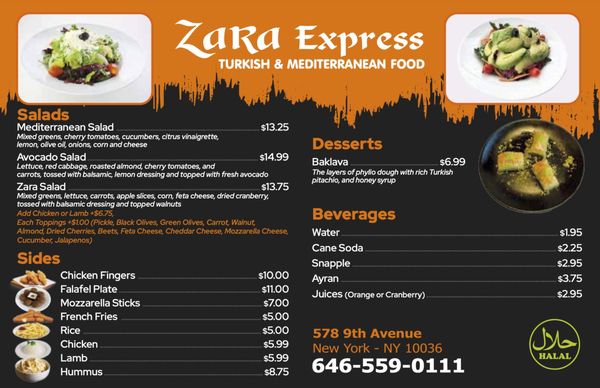 Menu photo 1 Zara Express New York, NY Menu photo 1 Zara Express New York, NY