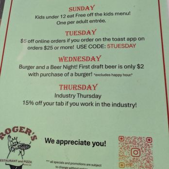 Roger's Restaurant & Pizza - Pizza Near Me - Dover, New Hampshire