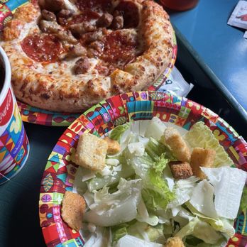 Pizzafari - Sausage & Pepperoni Pizza with Side Caesar Salad - Pizza Near Me - Lake Buena Vista, Florida