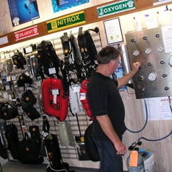 The Scuba Doctor - The air, nitrox, trimix fill panel at The Scuba Doctor Dive Shop in Rye, Melbourne