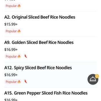 Ten Seconds Rice Noodle - Quick menu 2/4 Nov 2023 - Noodles Near Me - Fremont, California