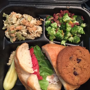 Chicken Salad Chick - Chicken salad croissant, pasta salad, broccoli salad, and cookie---All of this comes with their special. - Sandwiches Near Me - Warner Robins, Georgia Chicken Salad Chick - Chicken salad croissant, pasta salad, broccoli salad, and cookie---All of this comes with their special. - Sandwiches Near Me - Warner Robins, Georgia