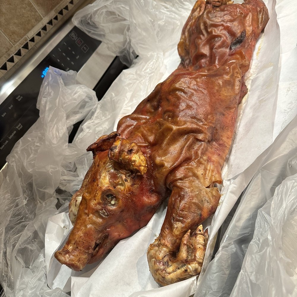 Roasted pig for New Year party. Roasted pig for New Year party.