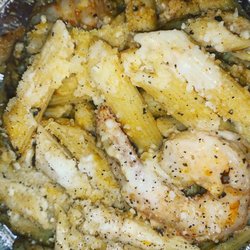 Grini's Grill - $10 grilled shrimp pasta. 9/10 pretty good