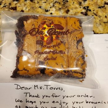 Da Bomb Brownies - PB and chocolate is my fave combo! This sweet note cheered up my day! - Desserts Near Me - Plano, Texas Da Bomb Brownies - PB and chocolate is my fave combo! This sweet note cheered up my day! - Desserts Near Me - Plano, Texas