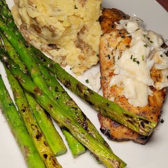 J. Alexander's - Red snapper with crab, smashed potatoes and Asparagus - Steakhouses Near Me - Clifton, New Jersey