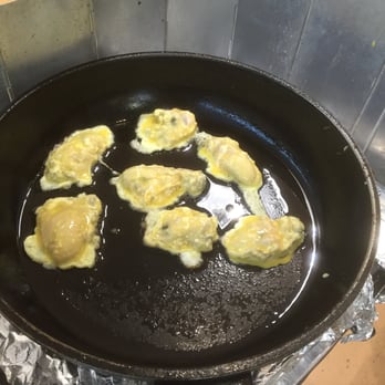 H Mart - Bayside - Making oyster tempura samples - Korean Near Me - Bayside, New York